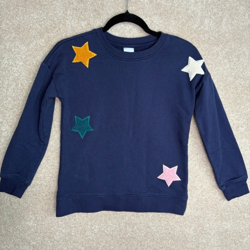 Hanna‎ Andersson Girls Sweater Size 10 140cm Blue Pullover Crewneck 100% Cotton